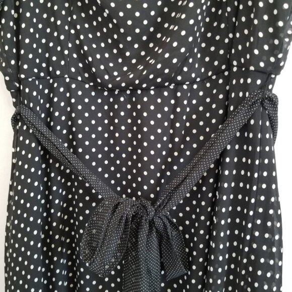 Lane Bryant black Whimsigoth polka dot one shoulder ruffle Party midi dress 14 - Picture 3 of 6